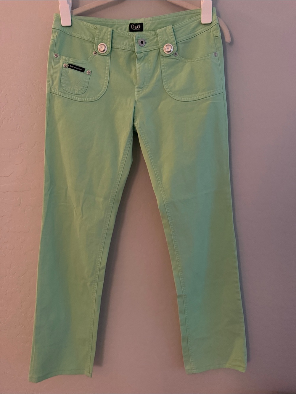 Dolce & Gabbana Bright Green Straight-Leg low rise Jeans 26